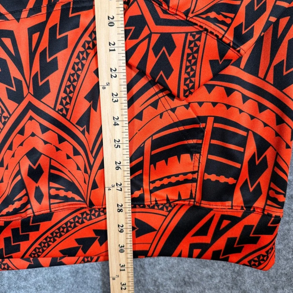 Islands Best Mens AXL Orange Black Tribal All‎ Over Print Hoodie